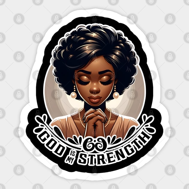 Praying woman - God is my strength Sticker by UrbanLifeApparel